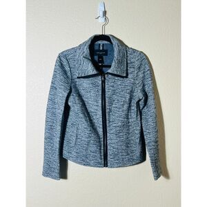 NWT Ann Taylor Black White Zip Up Jacket Size 6 Retail 139.99